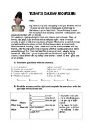 English Worksheet: Tilys Daily Routine