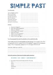 English Worksheet: Simple past  activities