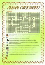 English Worksheet: Animal Crossword 2