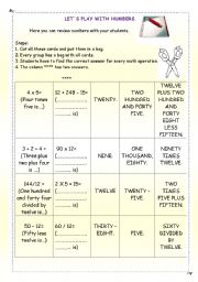 English worksheet: lets pley with numbers