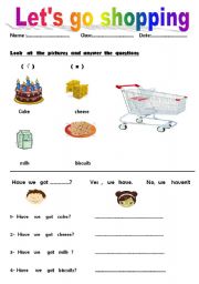 English Worksheet: lets  go  shopping