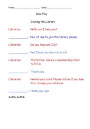 English Worksheet: Joining the Library