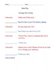 English worksheet: Joining the Library