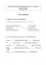 English worksheet: First Conditional