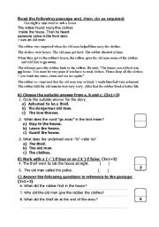 English Worksheet: reading comprehension