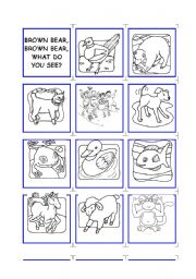 English Worksheet: Brown bear, brown bear, what do you see?  -  Concentration game