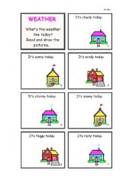 English Worksheet: Whats the weather like today?  - Read and draw.