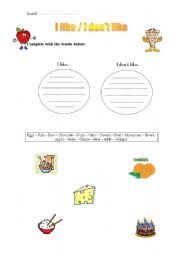 English Worksheet: I like / I dont like