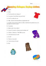 English Worksheet: Role play: Shopping dialogue ( buying clothes)