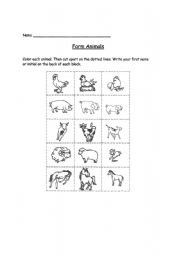 English worksheet: animals