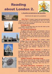 English Worksheet: The text about Londons places of interest.