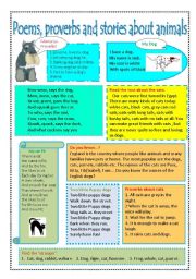 English Worksheet: Poems, proverbs and stories about animals