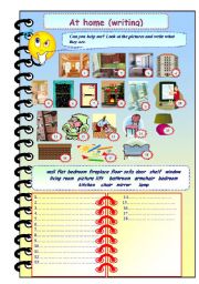 English Worksheet: At home (writing)