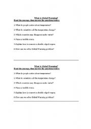 English Worksheet: Global warming