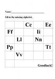 English worksheet: Missing Alphabet