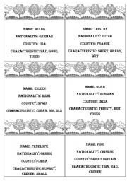 English Worksheet: nationalities and adjectives guessing game first part