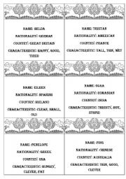 English Worksheet: nationalities and adjectives guessing game second part