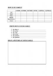 English worksheet: How is your family