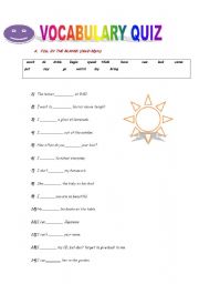 English Worksheet: VOCABULARY QUIZ