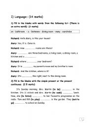 English worksheet: Language tasks for elementary