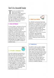 English Worksheet:  Important Qualities to Succeed in Teaching