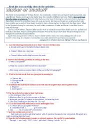 English Worksheet:  Barber or Doctor?