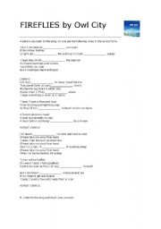 English worksheet: Fireflies by Owl City
