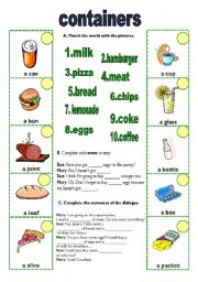 English Worksheet: Containers and appearance of products(17.02.10)