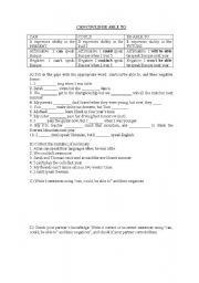 English Worksheet: Can/could/be able to