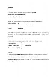 English worksheet: Reasons