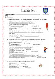 English Worksheet: Present Perfect Test