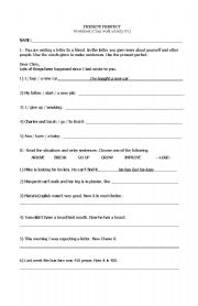 English Worksheet: Present Perfect/ Worksheet N1