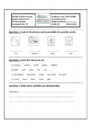 English worksheet: weather words