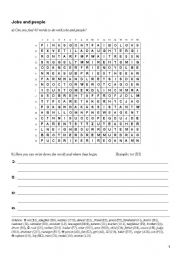 English worksheet: Wordsearch: Jobs and people