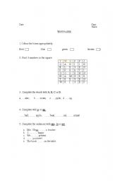English Worksheet: Test paper-3rd grade , Starter