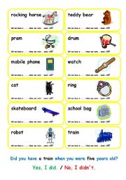 English Worksheet: SPEAKING CARDS - PAST SIMPLE