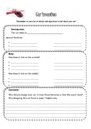 English worksheet: Car Invention Graphic Organizer