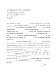 English Worksheet: tenses 