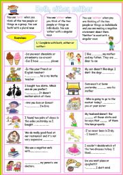 English Worksheet: BOTH/ EITHER/ NEITHER