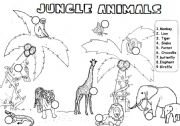 English Worksheet: JUNGLE ANIMALS, READ AND NUMBER 