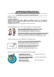 English Worksheet: CELEBRATIONS AROUND THE WORLD