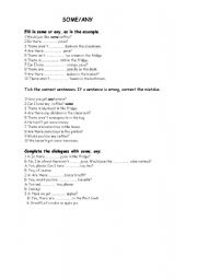 English Worksheet: Some/ any