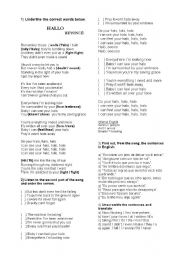 English Worksheet: song halo