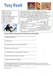 English Worksheet: Tony Hawk porject