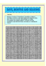 DAYS, MONTHS, SEASONS WORDSEARCH