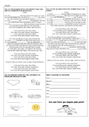 English worksheet: Forca song and activites