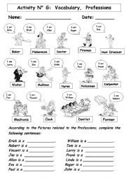 English Worksheet: PROFESSIONS