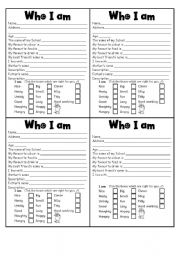 English Worksheet: Who I am