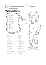English Worksheet: Basic Colours