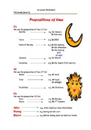 English Worksheet: Prepositions of time